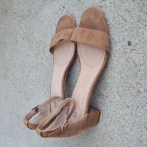 J Jill Womens Ariane Block Heels Sandals Suede Leather Size 9.5 Minimalist